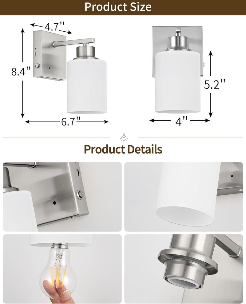 Rayogale Wireless Wall Sconces, Nickel Battery Operated Wall Sconce Set of 2 with Timer Function, Easy Install Dimmable Rechargeable Wall Lamps for Living Room, Bedroom, Hallway, Entryway Decor 3000K - Image 4